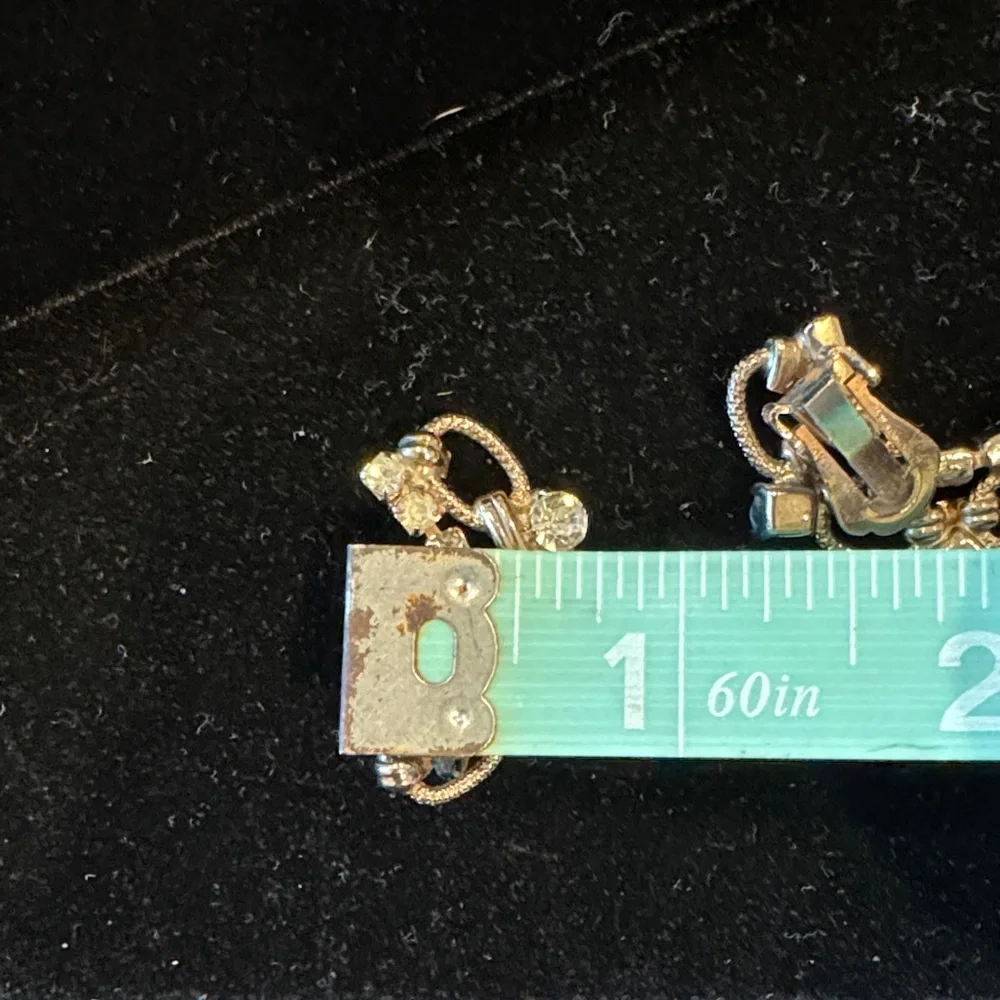Linked-Chain, Silver Rhinestone Clip-On Earrings